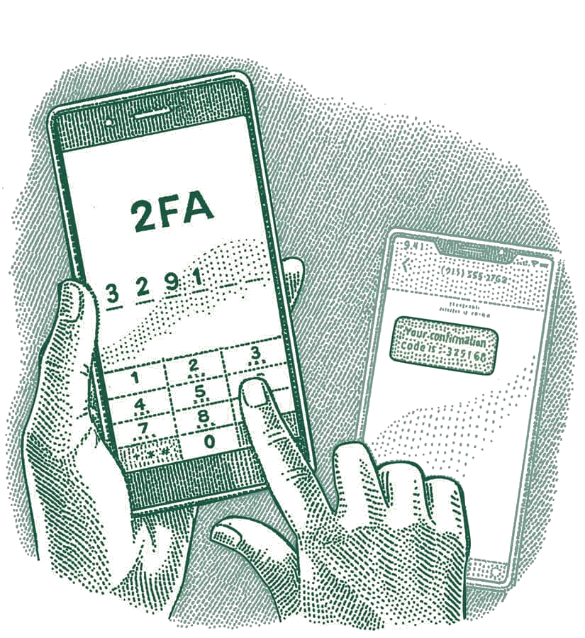 Illustration of a smartphone performing 2 Factor Authentication