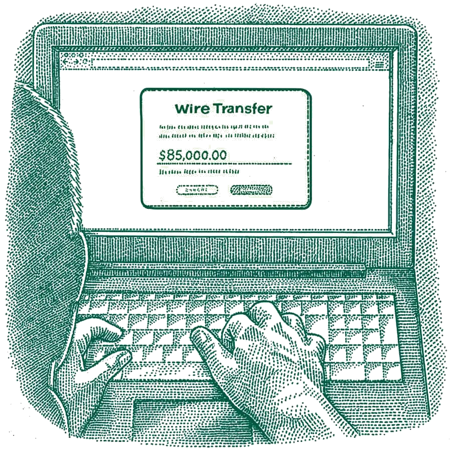Illustration of someone logging into a laptop