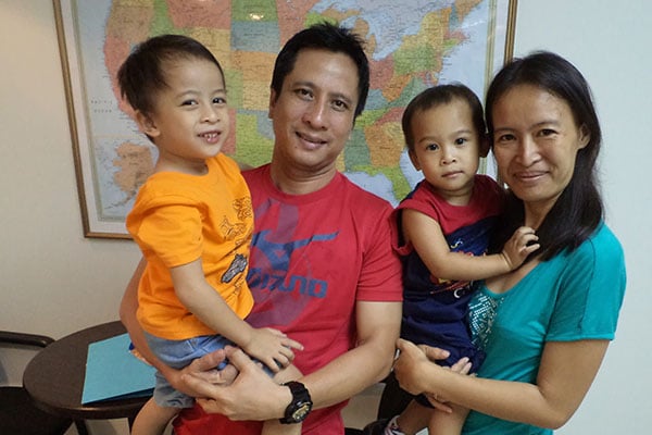Angelie and her family getting ready to depart to the USA.