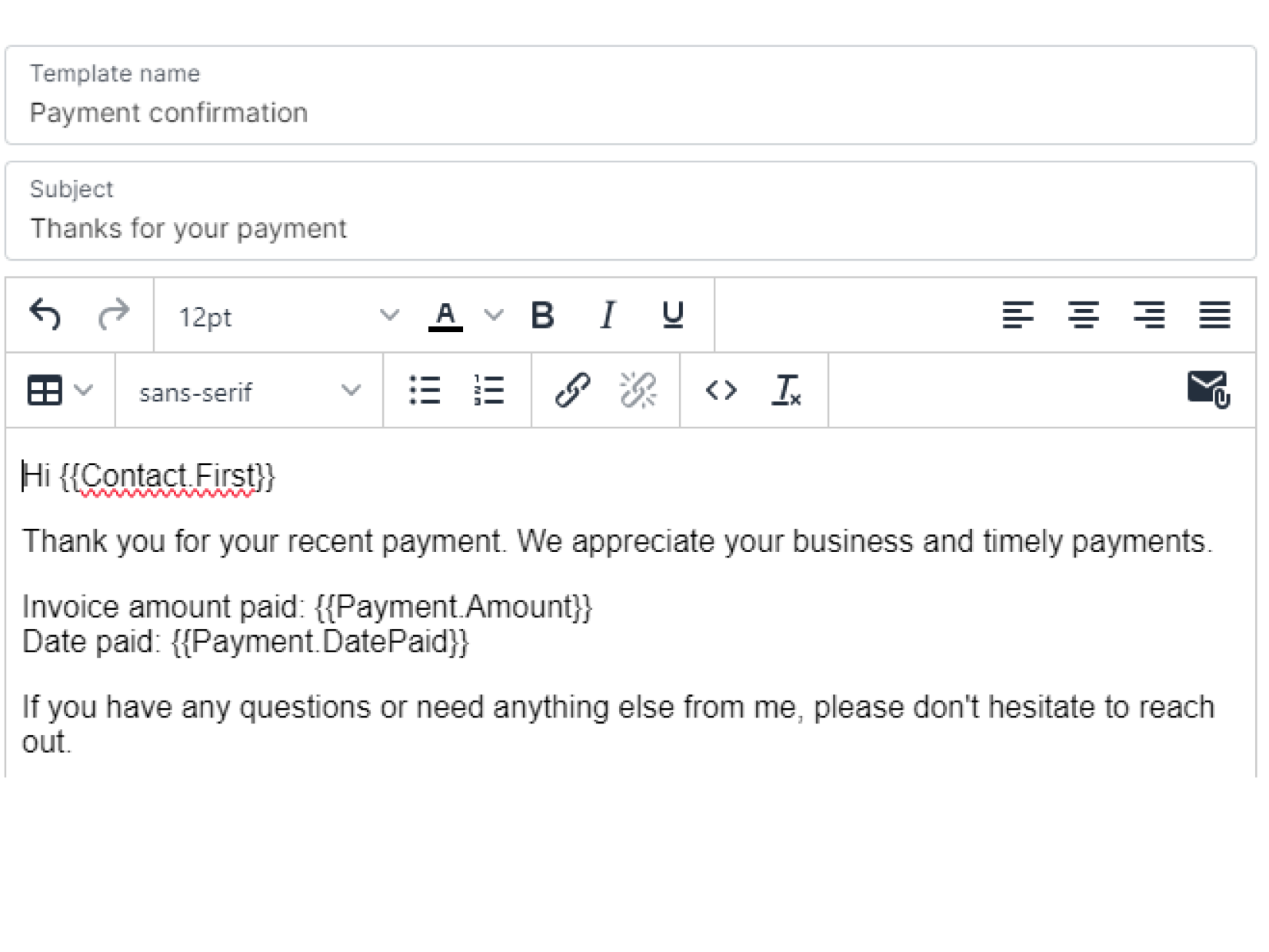 payment confirmation email template