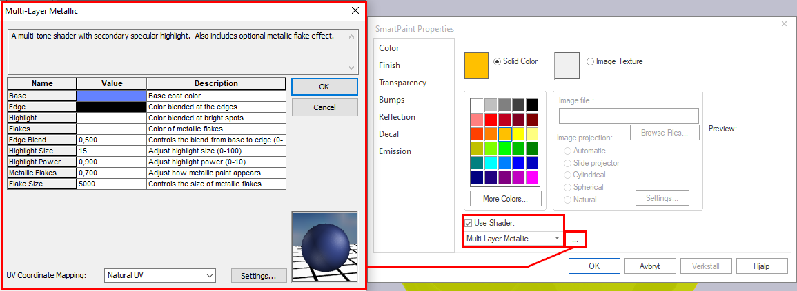 Shader-innstillinger ironcad