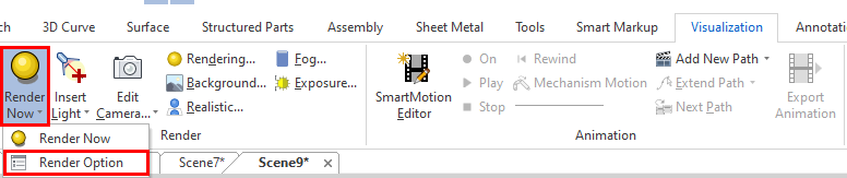 Gjengivelsesalternativer IRONCAD
