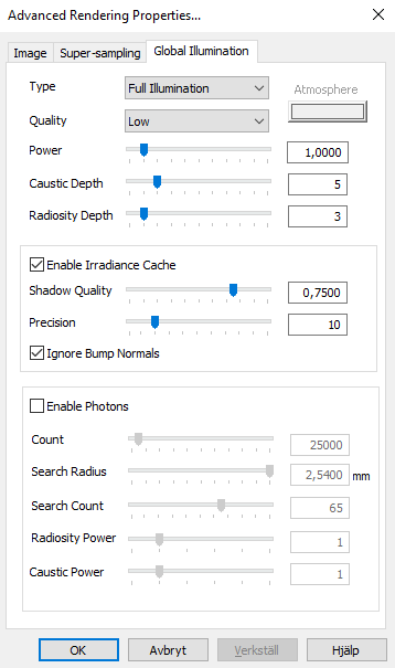 Global belysning IRONCAD