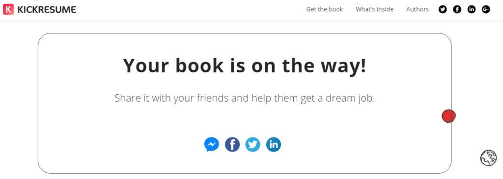 KickResume Thank you page