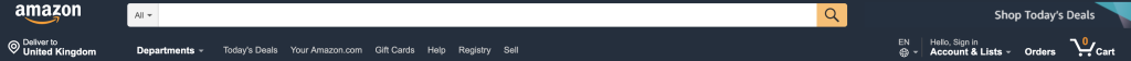 Amazon's top navigation bar