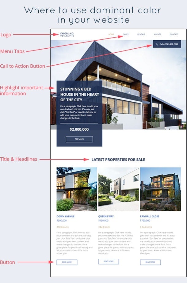 real estate website using blue as its main color