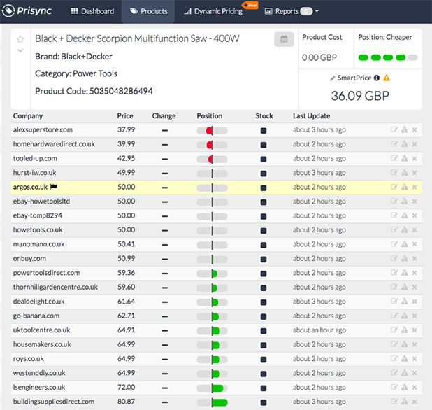 price tracking software screenshot