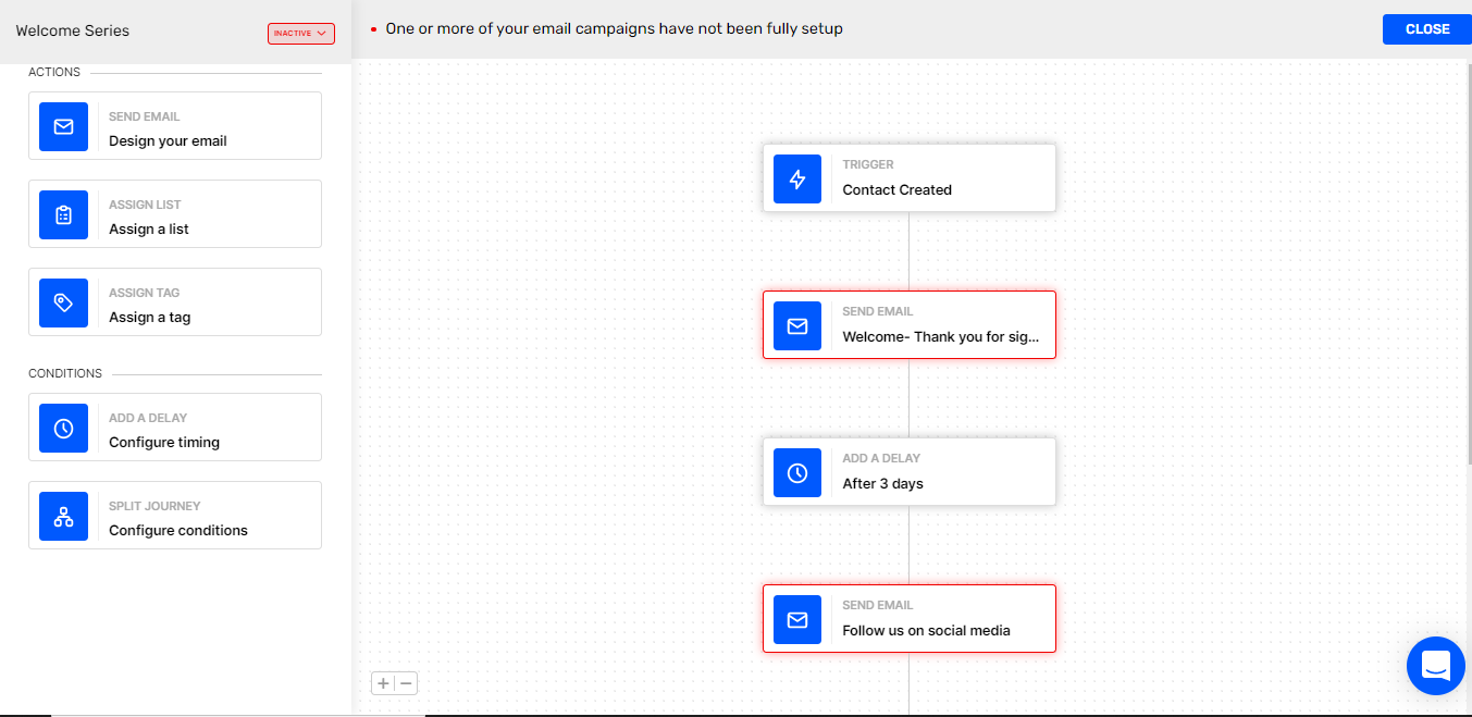 Automated welcome email workflow