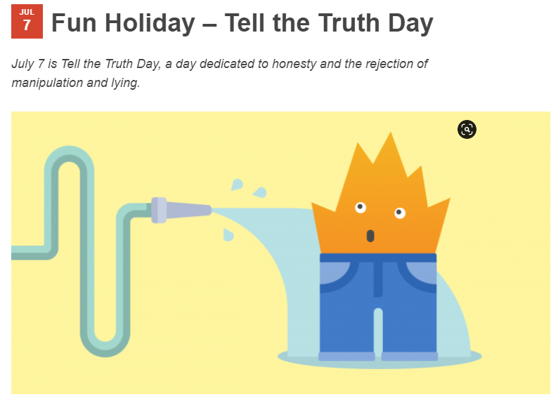 July Newsletter Idea For Tell the Truth Day