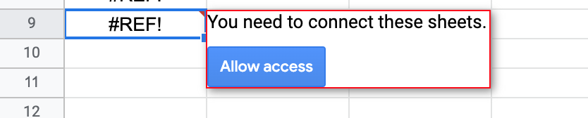 An example of the Allowing Access to a sheet