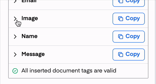 Animation showing selecting and inserting an image field