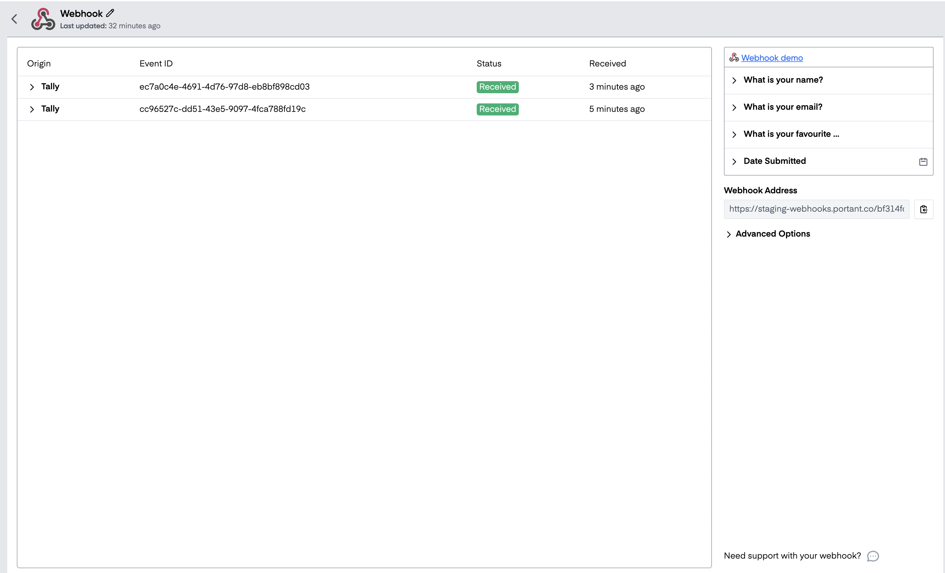 Webhook block after it has received data