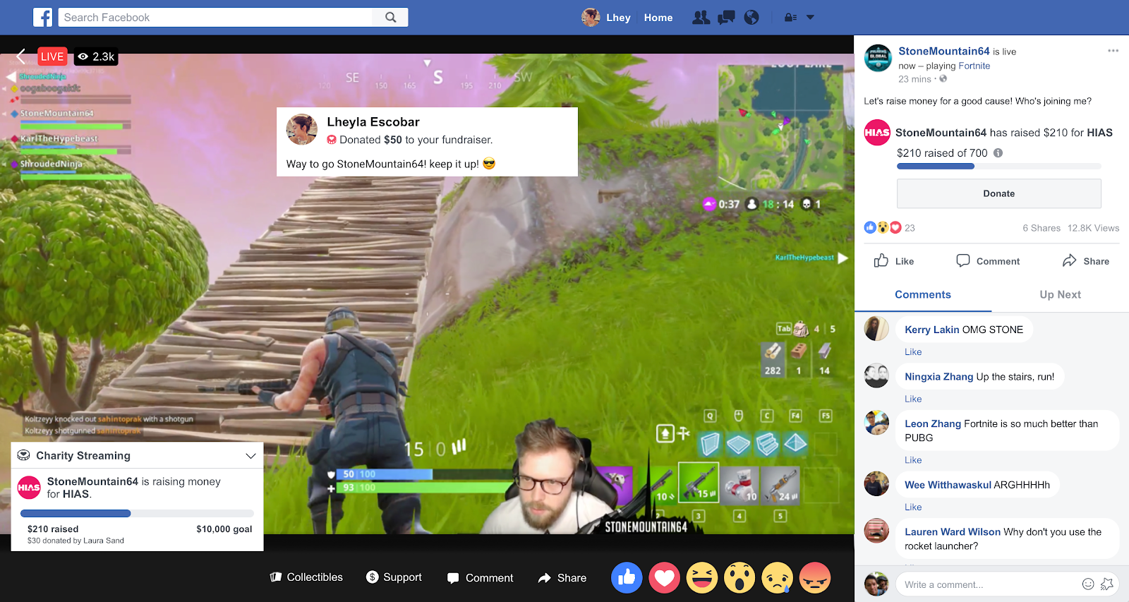 screenshot of facebook gaming app