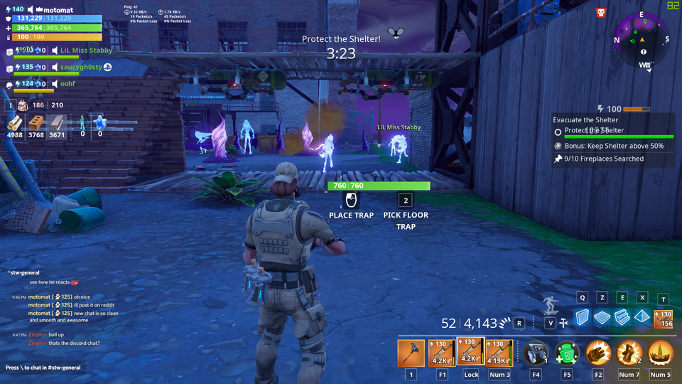 Screenshot of in-game chat in Fornite