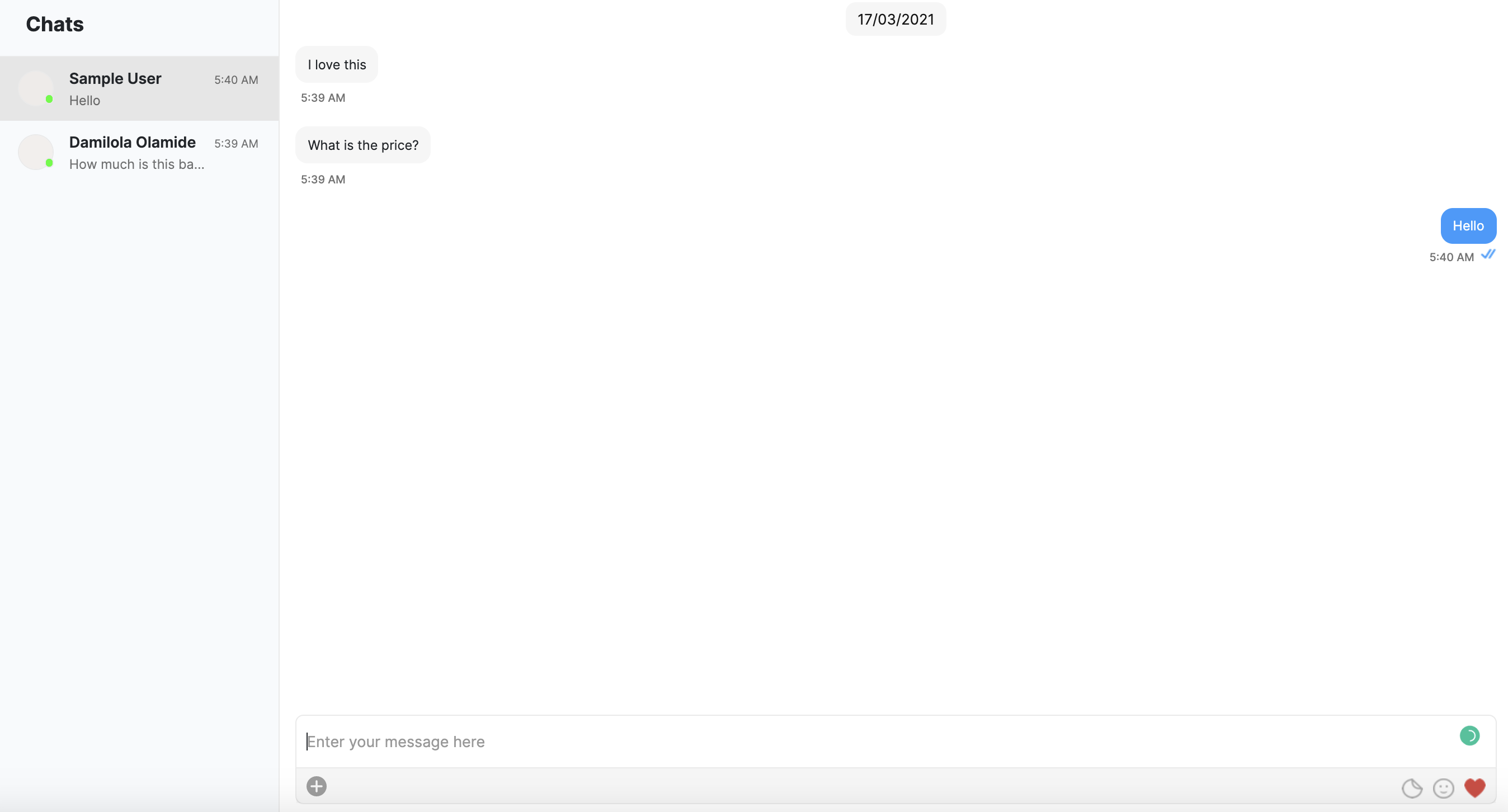 conversation list or inbox
