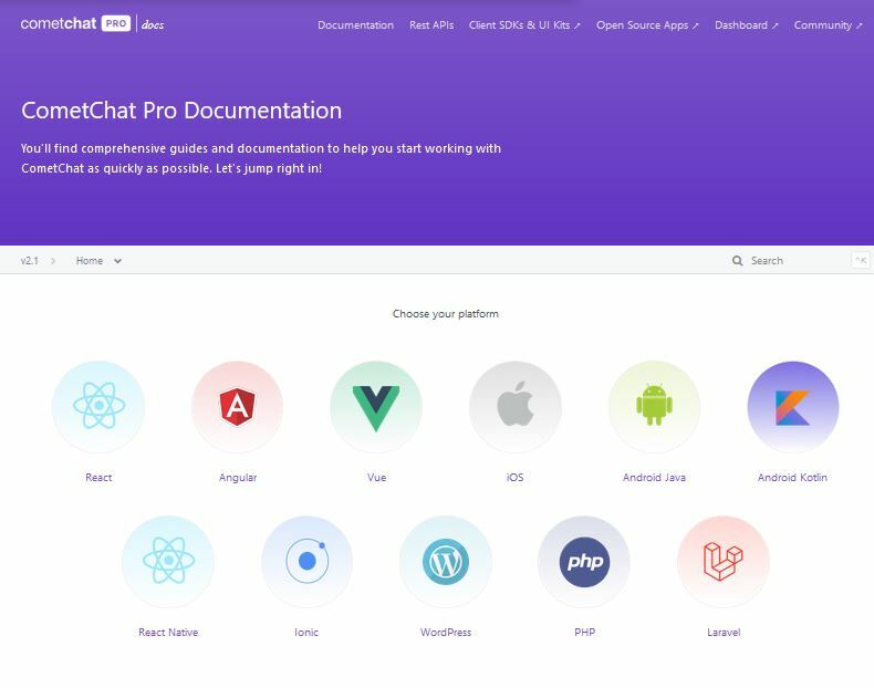 CometChat Pro documentation page