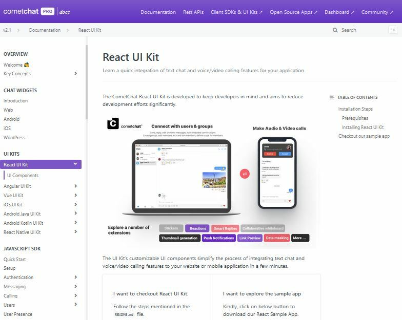 React UI Kit documentation page