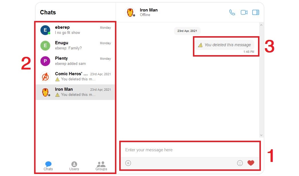 Components of the chat
