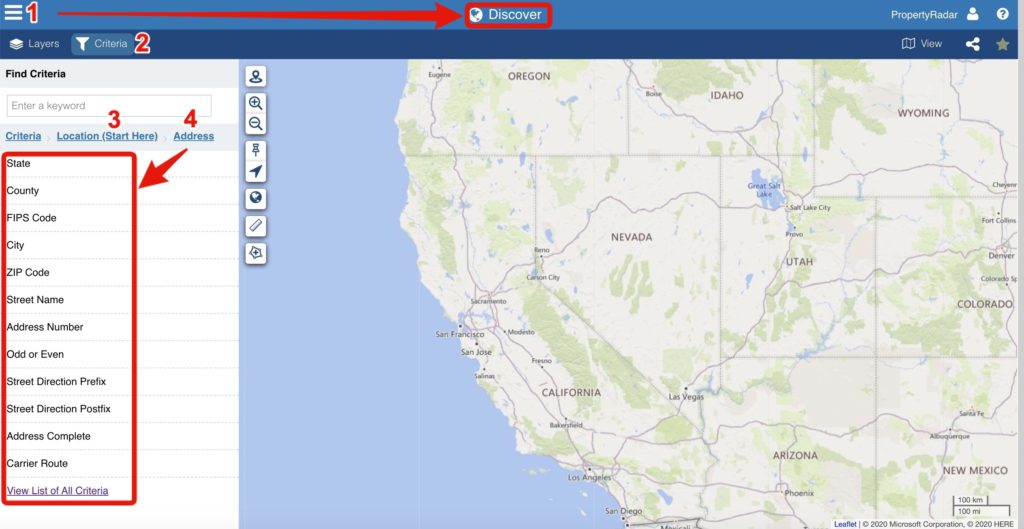 How to find off market properties by searching location in PropertyRadar