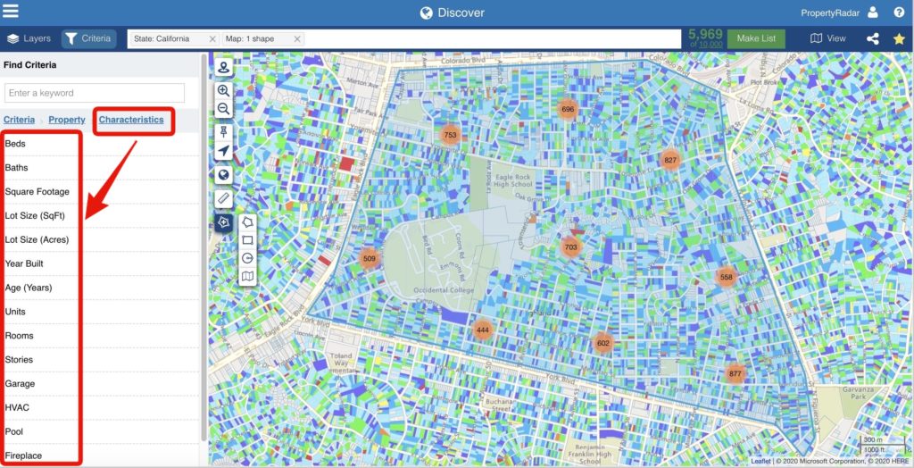 Use characteristics criteria of a property to find off market properties you want