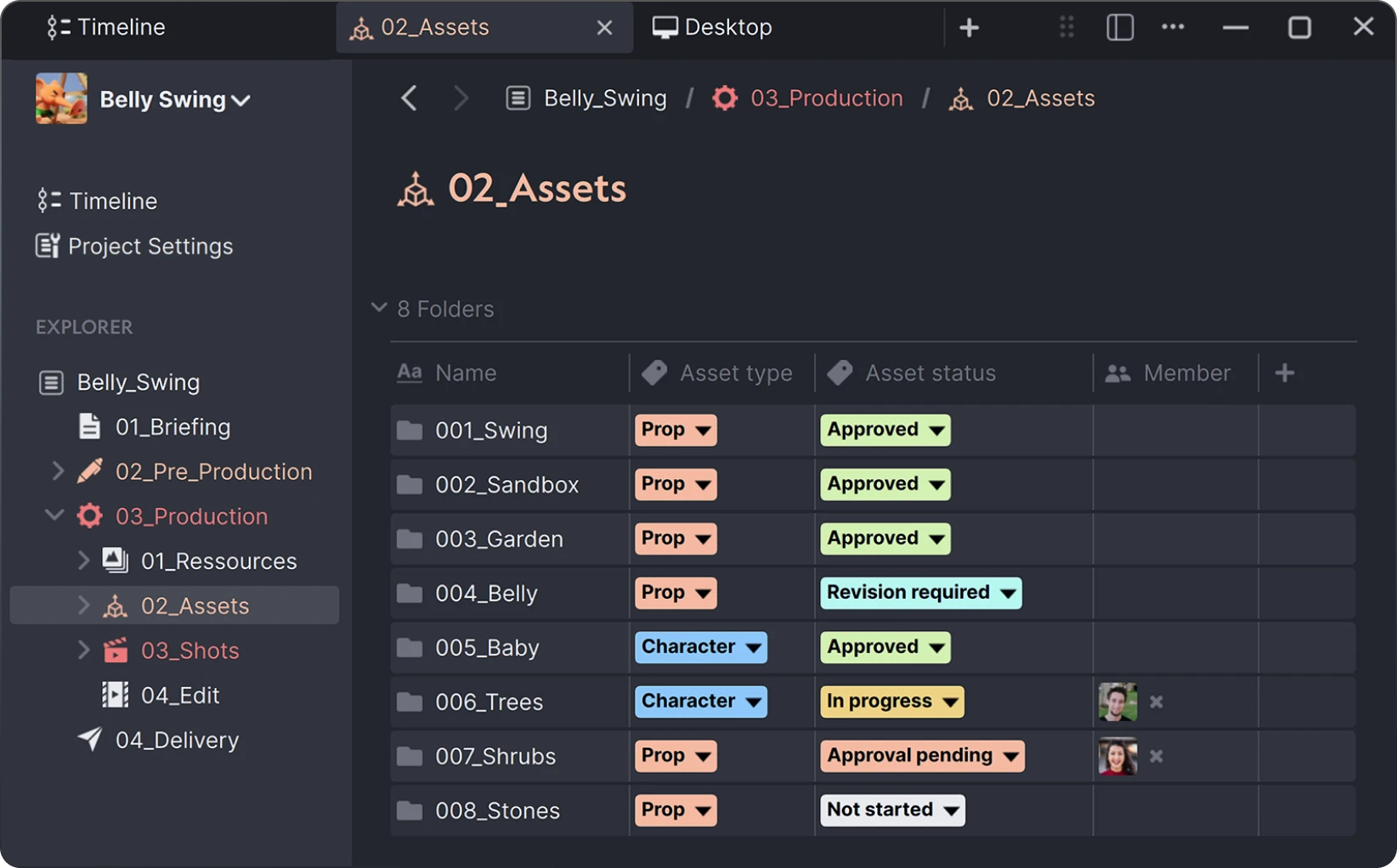 asset management in anchorpoint by organizing a folder structure
