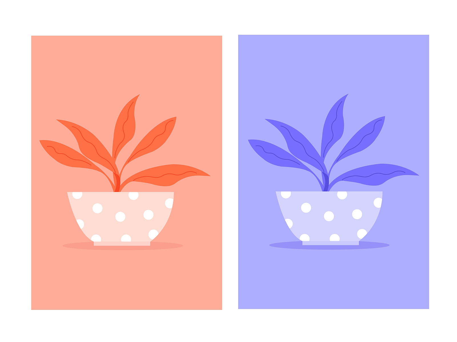 An example of monochromatic color scheme in use in two flower post illustrations