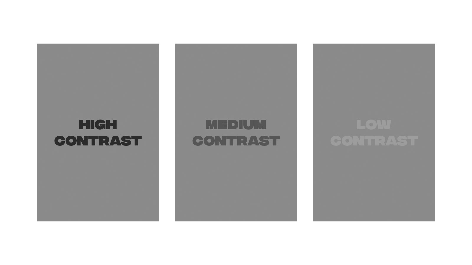 graphic comparing high vs medium vs low contrast