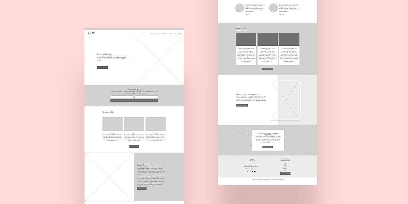 Example of a digital wireframe created with Adobe XD