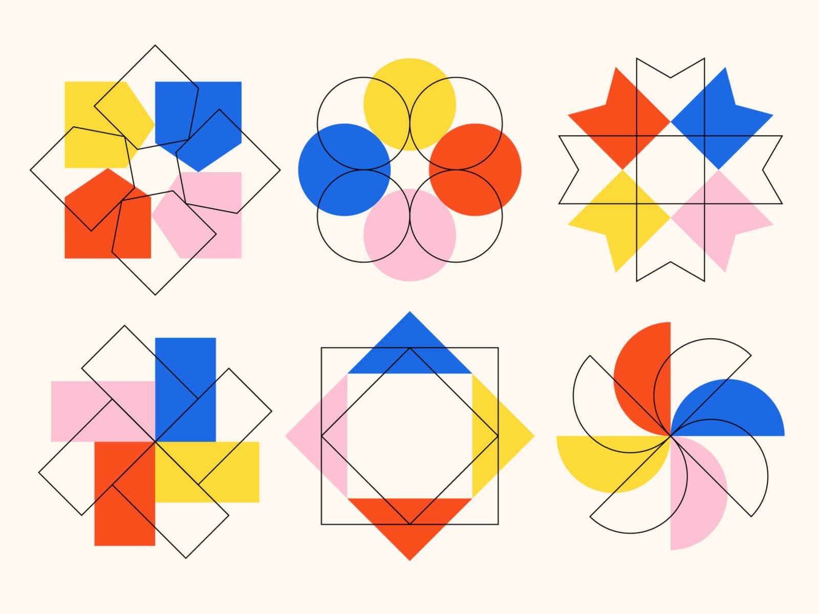 A collection of geometric shapes by Ray Dak Lam.