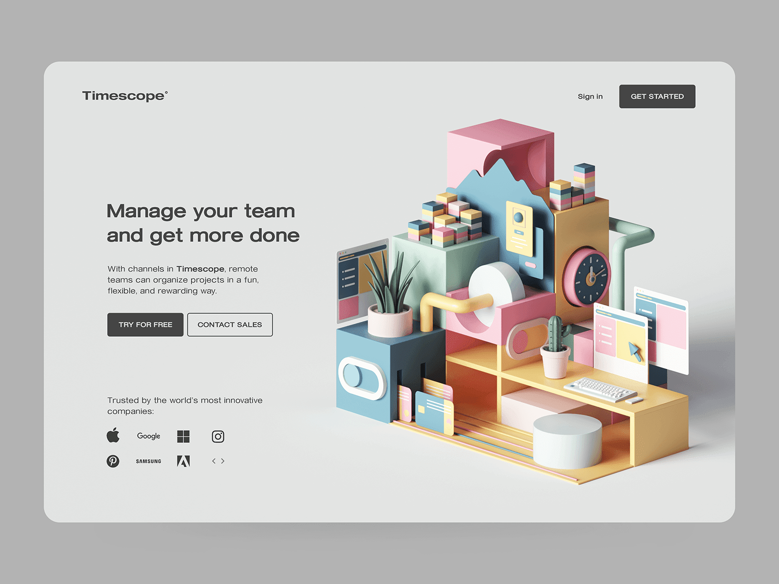 An example of how 3D rendering can elevate the look of a website. Web design by Peter Tarka via Dribbble.