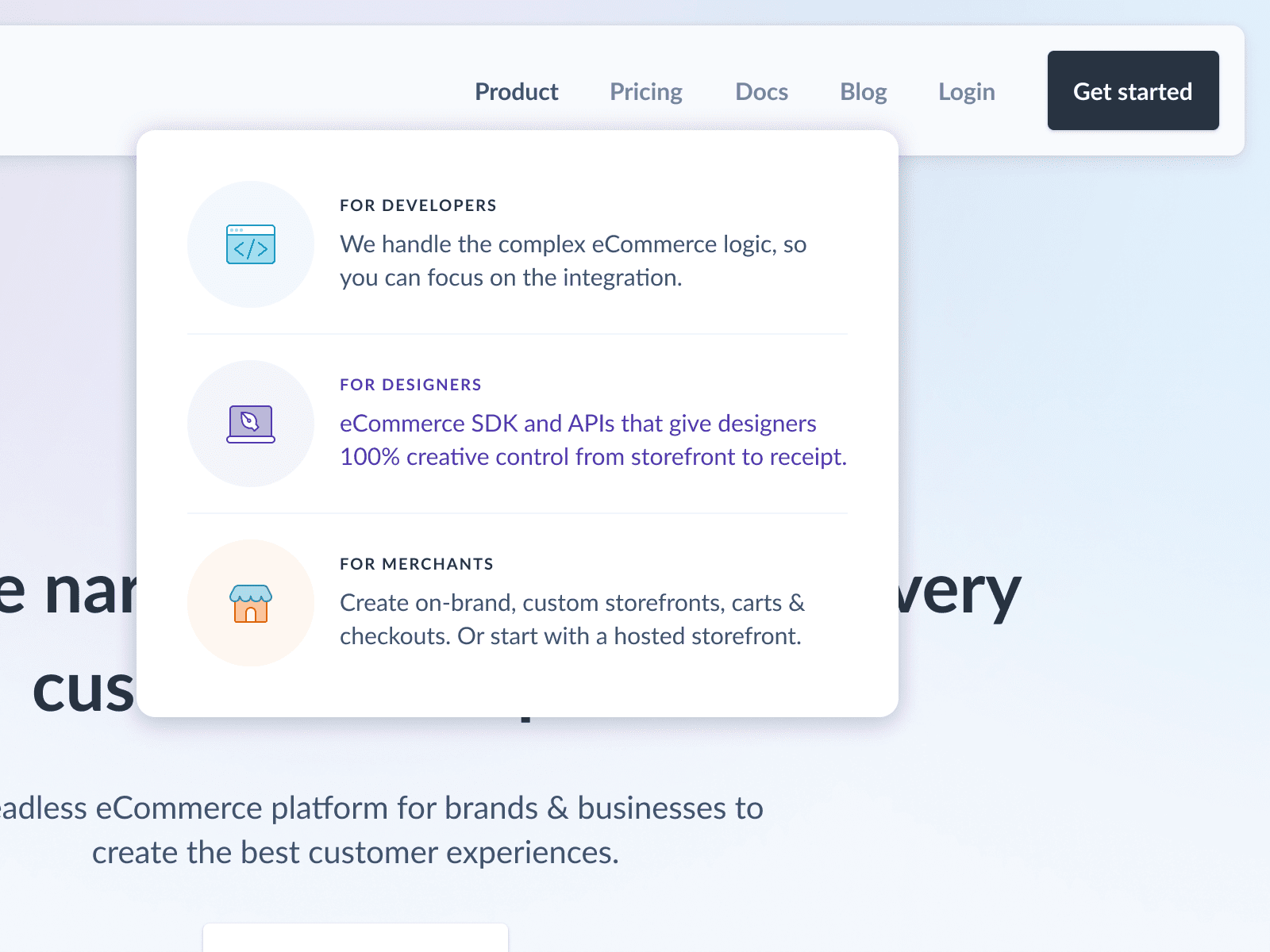 Example of clear and simple navigation with a dropdown menu (source)