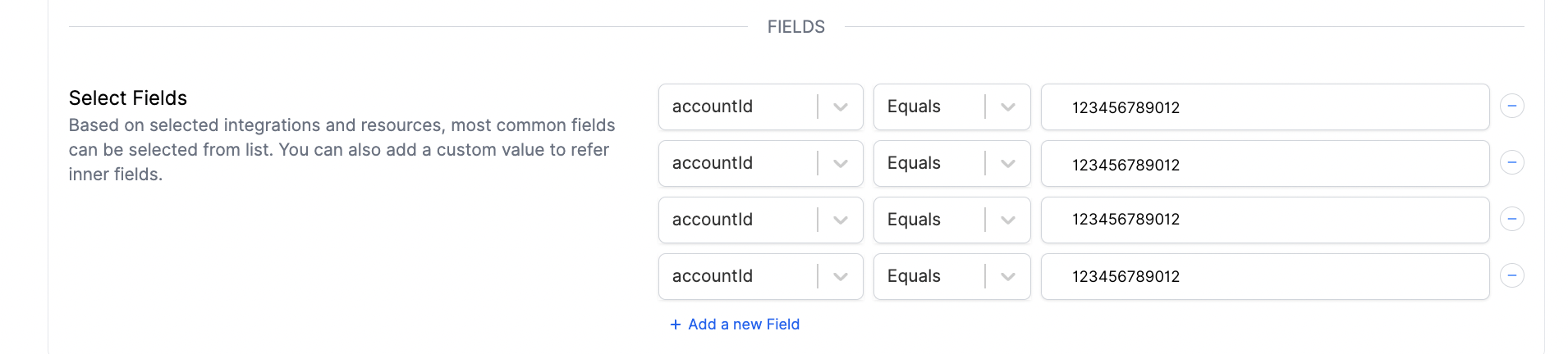 select fields for resource groups