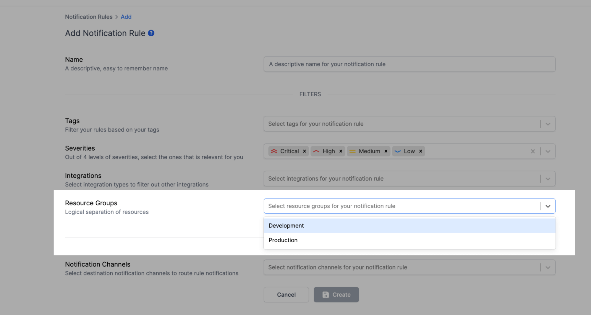 adding a notification rule
