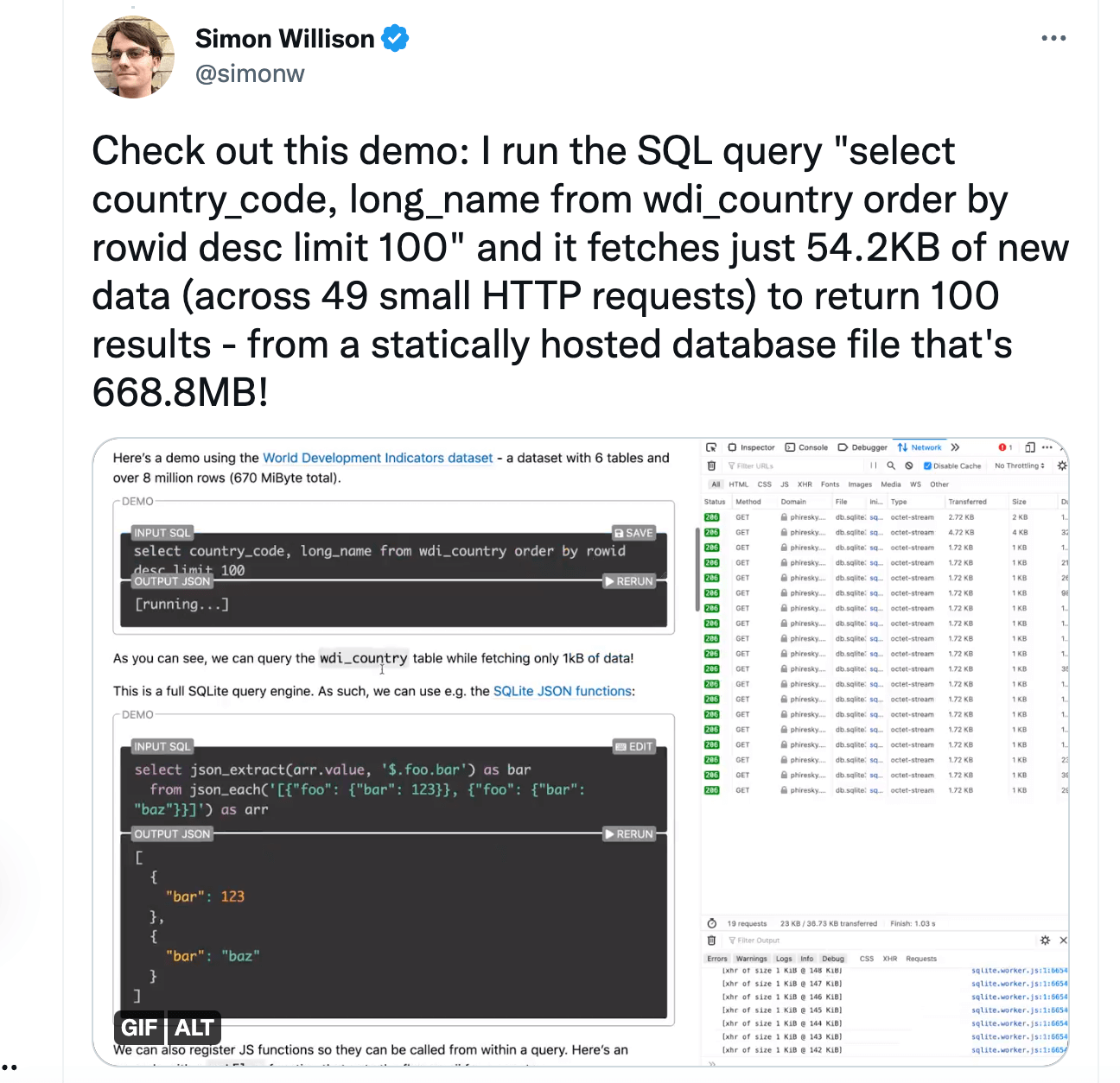 tweet about SQL query