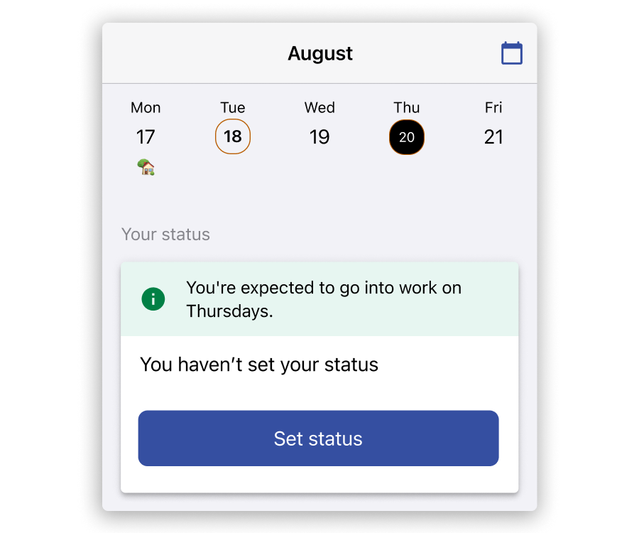 Screenshot of Scoop's mobile apps communicating expected attendance to employees.