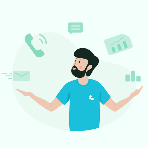 Illustration of an employee juggling many different priorities in a hybrid workforce environment, which is bringing about significant change in the workplace.