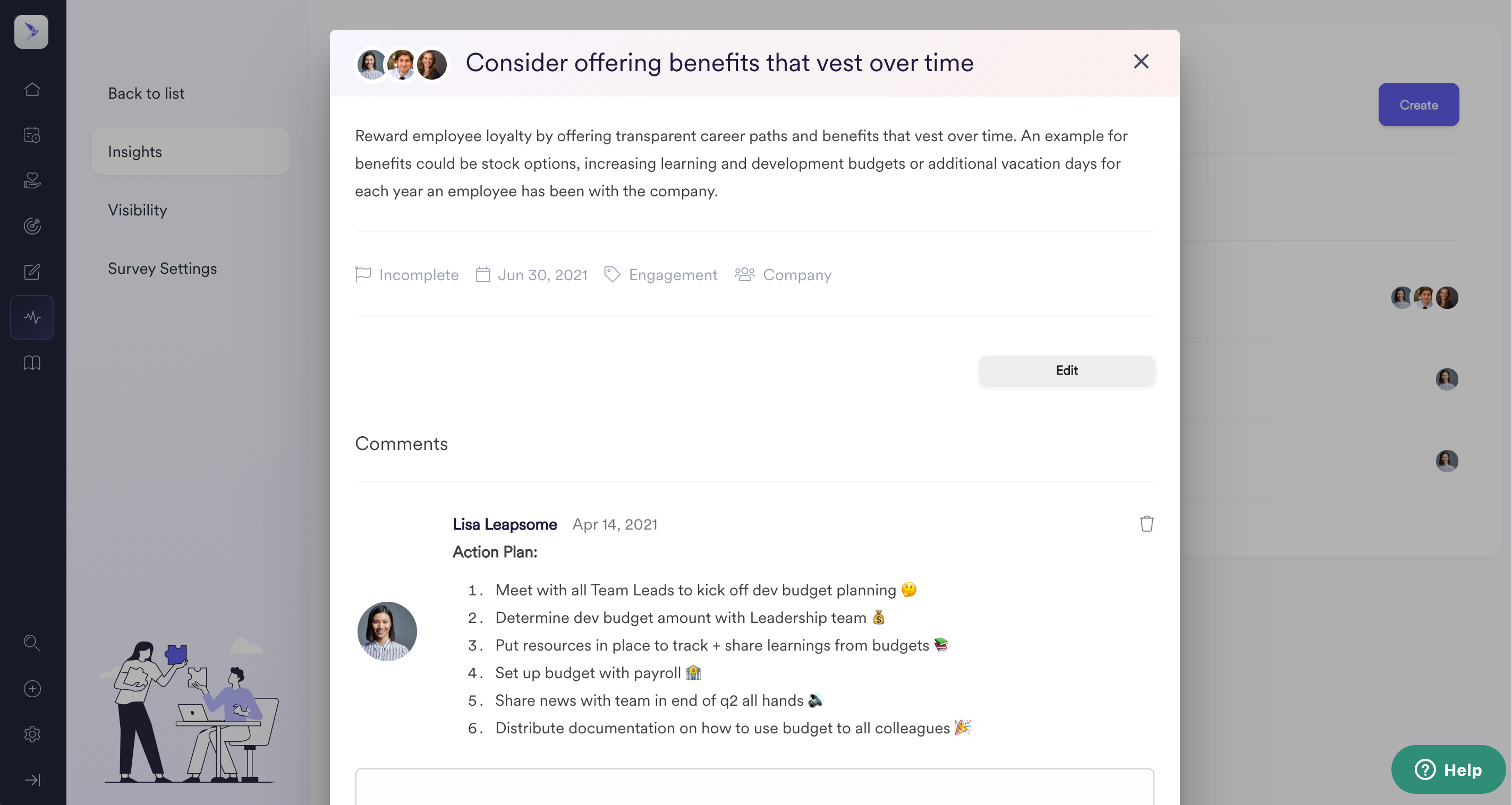 Benutzeroberfläche der Leapsome Plattform für die Personalentwicklung
