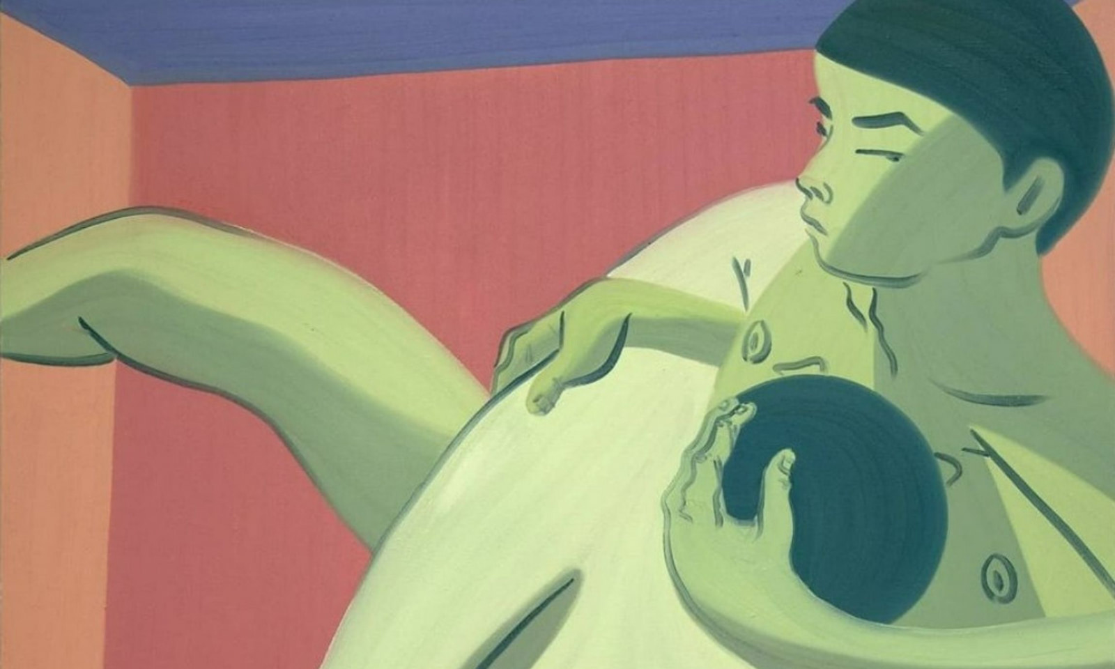 Mark Yang Painter South Korea Asian Men Paintings Intimate Wrestling Homoerotic Gay