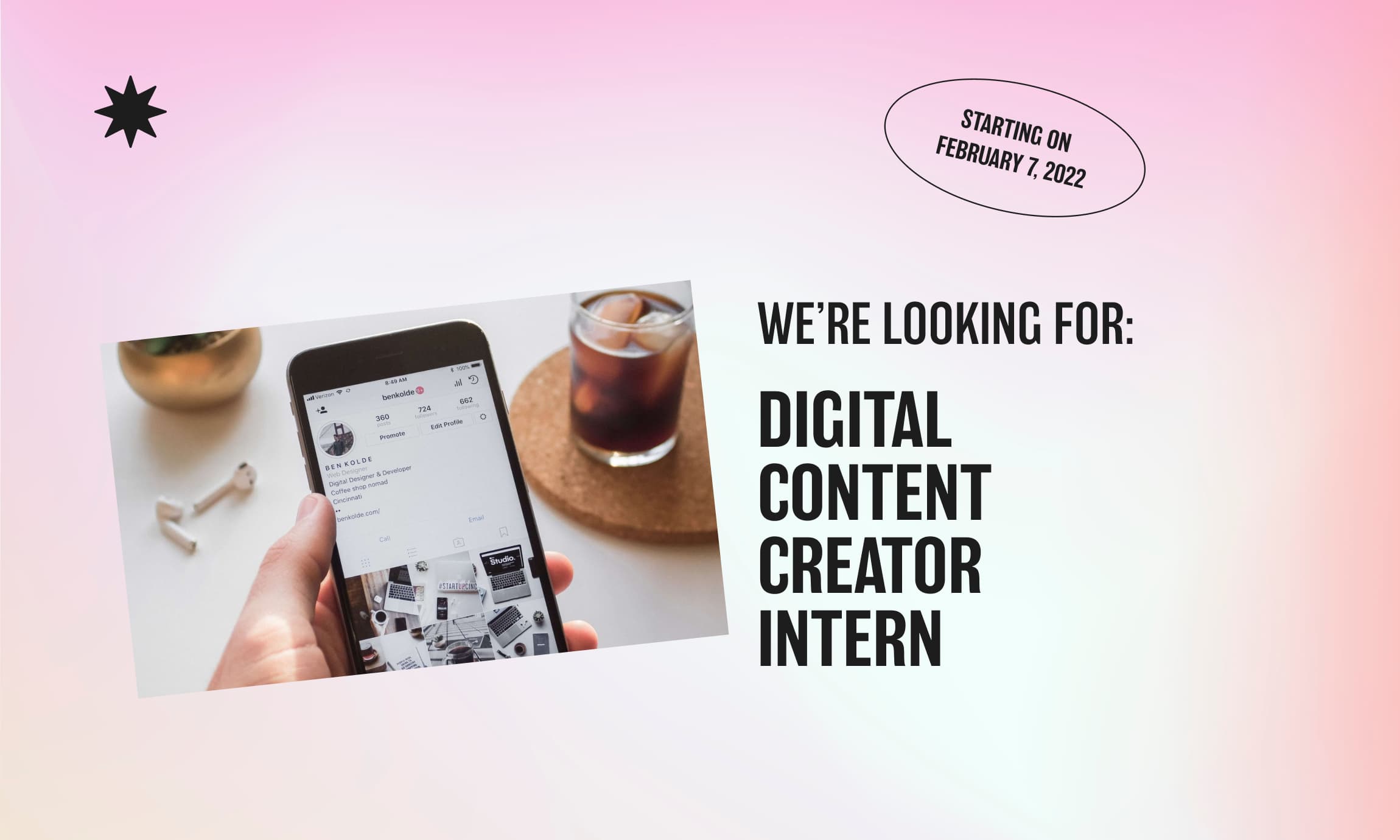 internship offer digital content creator