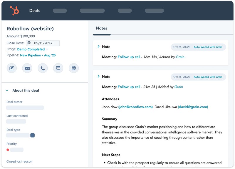 Grain | Conversation Intelligence and AI Sales Assistant