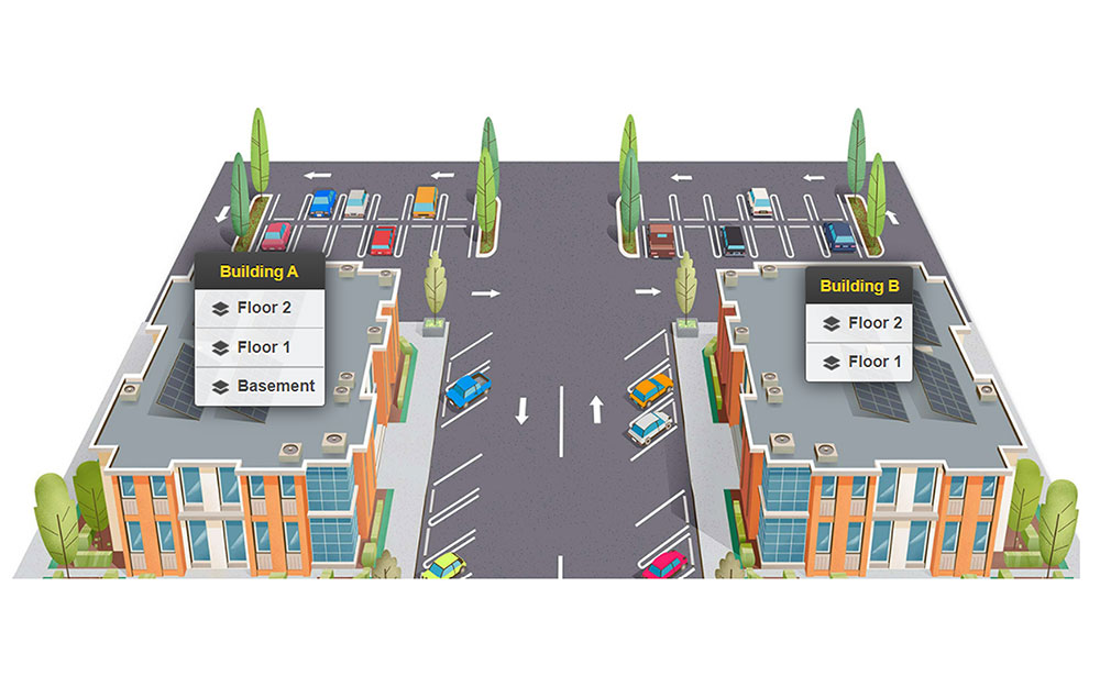 TestOut Network Campus Map - Buildings A & B