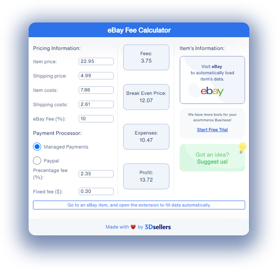 EBay Fee Calculator Calculate EBay Fees Sell Price