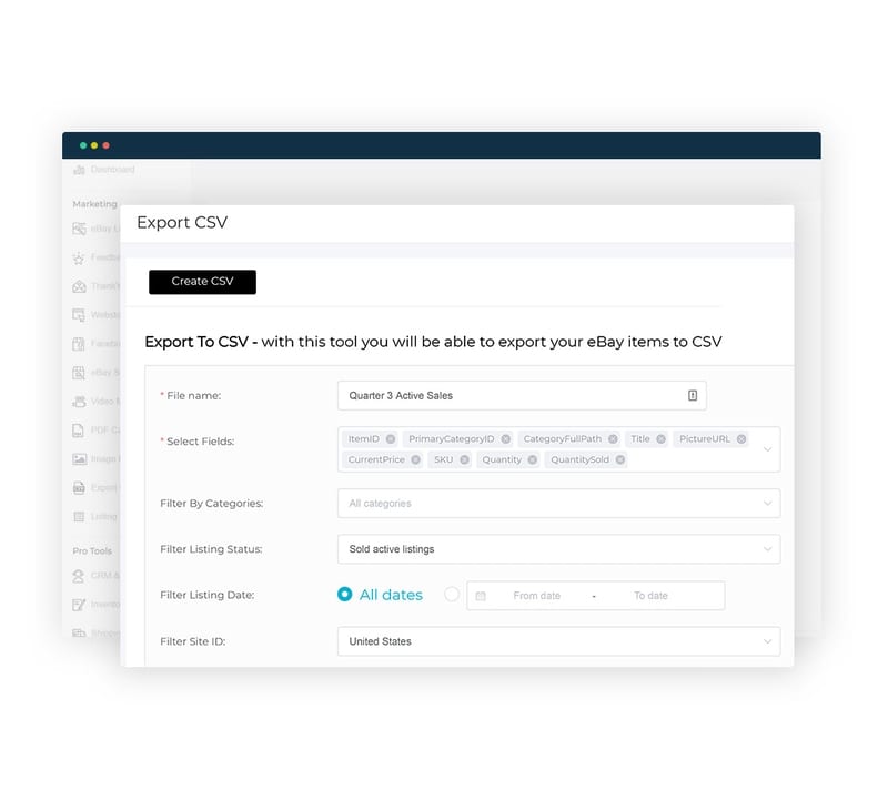Export eBay Listings to CSV 3Dsellers Report Center
