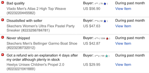 ebay poor review examples