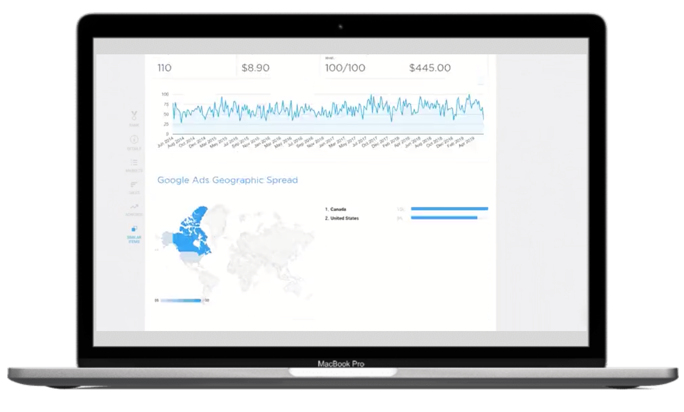 algopix ebay analytics dashboard in laptop