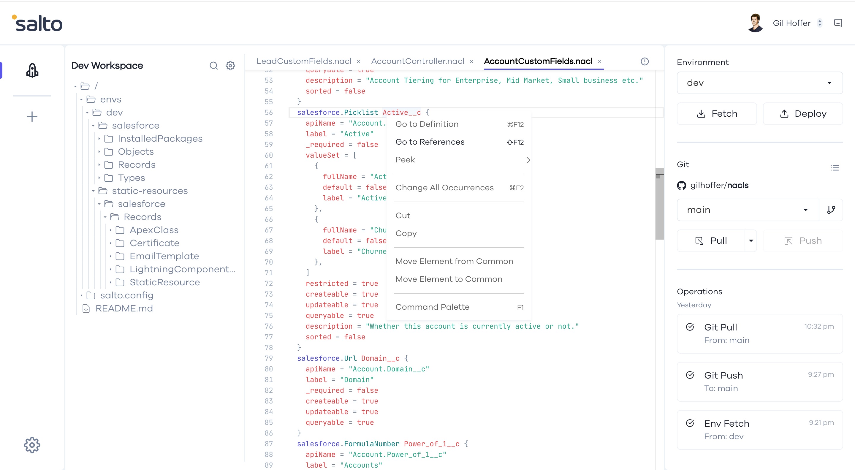 Explore file definitions and references | Salto