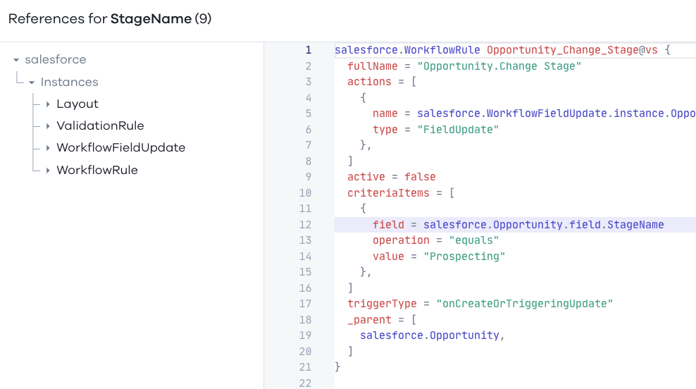 Salesforce's "Where is this used?" vs. Salto's impact analysis