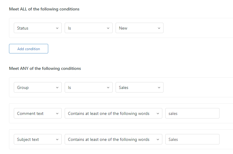 Zendesk Triggers and Automations when to use ALL vs. ANY Salto