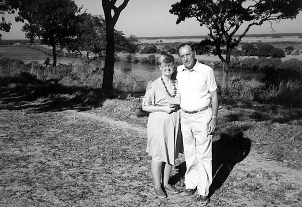 A black and white photo of Derek and Ruth Prince