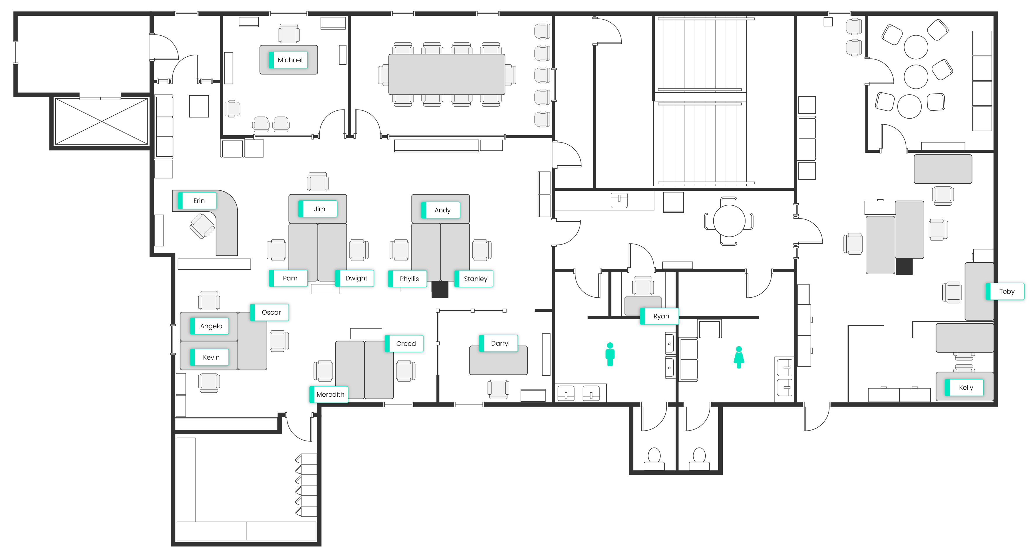 Map of The Office - Dunder Mifflin Office from TV Show